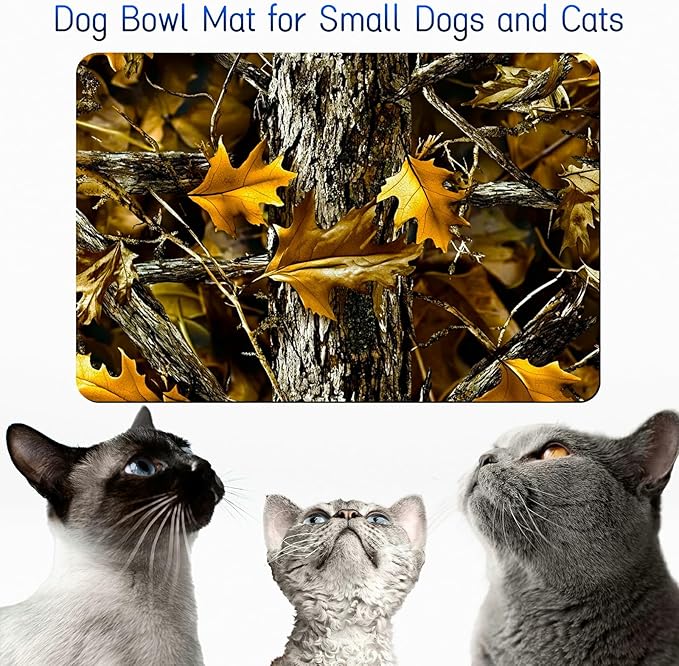 Dog Food Mat, 19.6" x 23.6" Absorbent Pet Feeding Mat for Food and Water, Waterproof Diatom Mud Pet Placemat with Non-Slip Rubber Backing, Easy Clean Cat Bowl Mat for Floors - Maple Leaf Trees