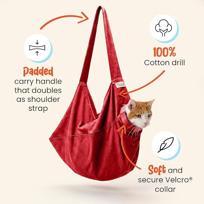 Cat-in-the-Bag Cozy Comfort Carrier - Extra Small Red Cat Carrier Soft and Pet Carrier for Nail Trimming, Vet Visits, Medication Administration, Dental Care, and Travel