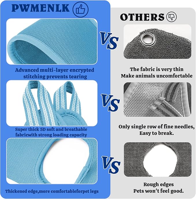 10-in-1 Pet Grooming Hammock Kit with Nail Clippers, Grooming Scissors, Comb, Gloves & Adjustable Harness for Cats & Dogs, for Nail Trimming, Bathing & Pet Grooming Helper