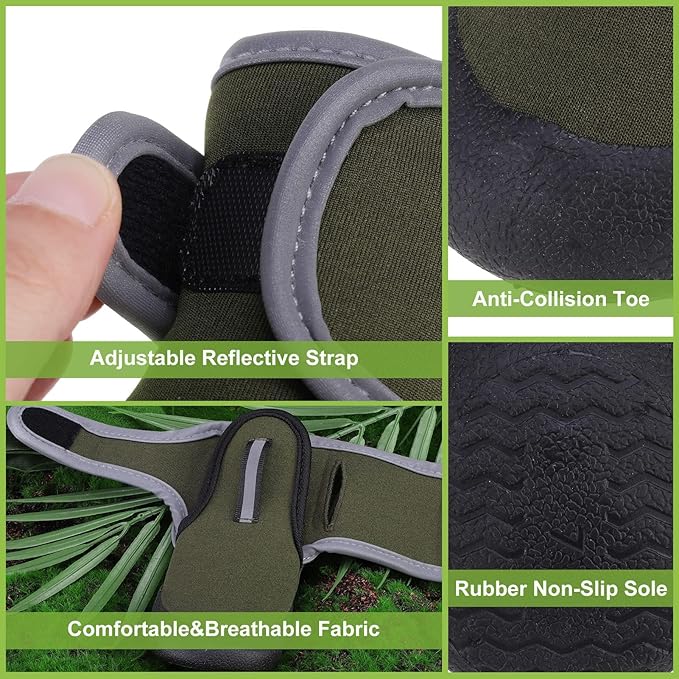 EXPAWLORER Waterproof Dog Shoes for Small Medium Large Dogs, Summer Dog Shoes for Hot Pavement, Hiking Walking, Reflective Dog Booties for Outdoor Snow Rain Days, Anti-Slip Dog Boots & Paw Protectors