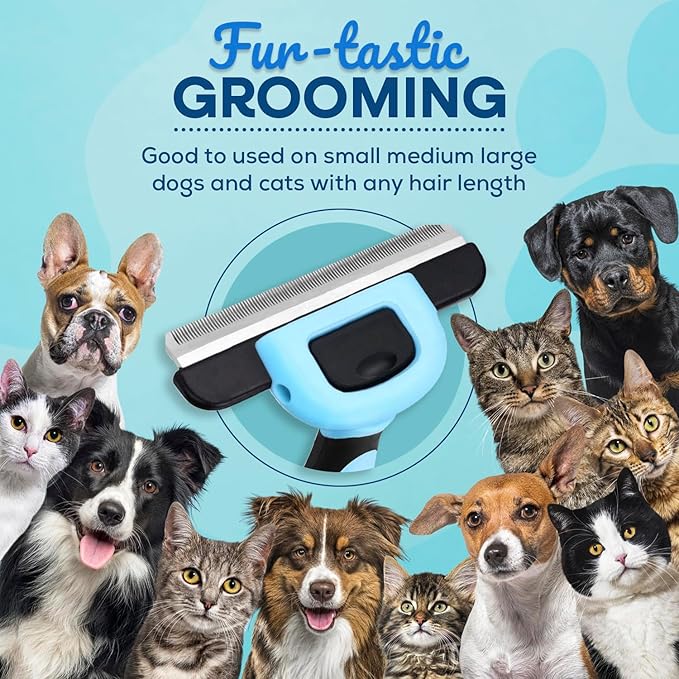 SINKO Deshedding Tool for Dogs & Cats, Pet Grooming Brush, Skin Friendly Deshedding Tool, Dog Brush for Shedding, Effectively Reduces Shedding by up to 95% for Short Medium Long Pet Hair (Blue)