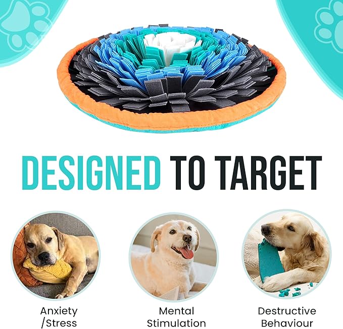 20" Dog Snuffle Mat - Interactive Dog Puzzle Toys for Enrichment - Large Slow Feeder Foraging Mat for Brain Games & Nosework Training - Washable Pet Sniff Mat with Training Clicker & Whistle