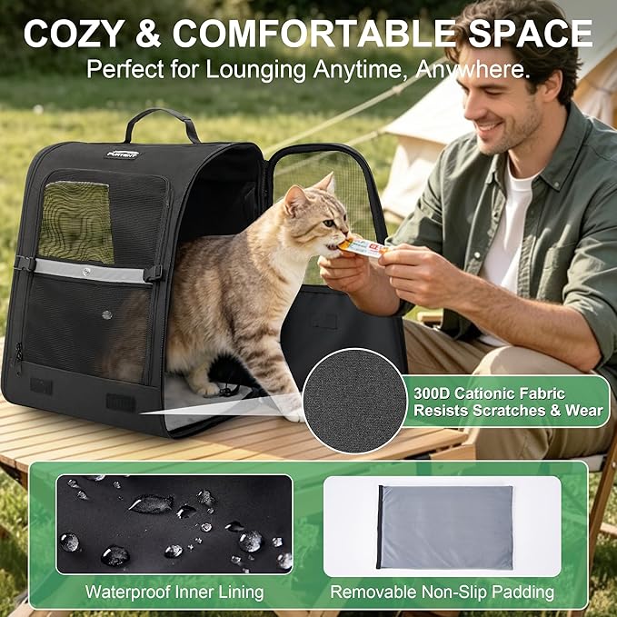 Dog Carrier Backpack for Cats and Puppies,up to 5-17 lbs,Portable and Breathable Mesh, Storage Pockets, and Built-in Safety,Pet Carrier for Hiking and Outdoor Use,Black
