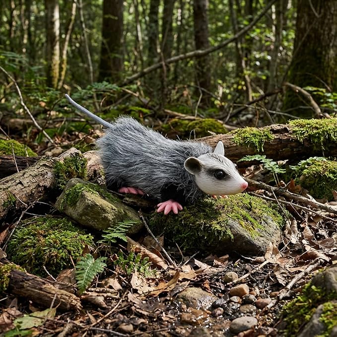 Gemscream Realistic Opossum Dog Toy Plush Squeaky Toy for All Dogs Stuffed Animal Interactive for Cuddling Playing Puppy Teething Chewing to Keep Them Busy Best Birthday Gift