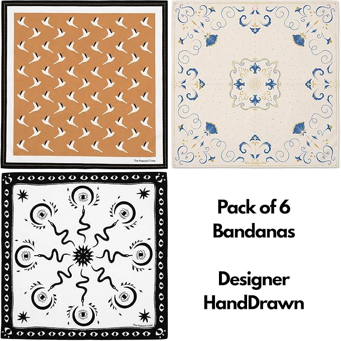 The Peacock Crew Premium Soft Cotton Bandanas Pack for Men and Women Paisley 22 x 22 inches