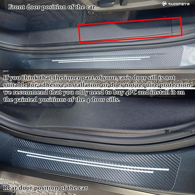 Door sill Protector, Door sill Scratch Protection (for All car Models) Door sill Protector（4PC red）