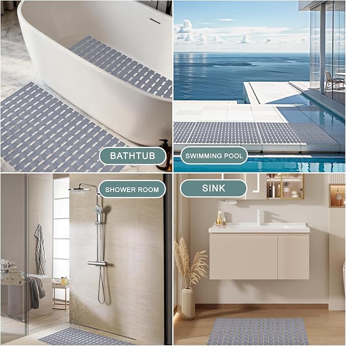 Non Slip Dog Bath Mat for Tub, Pet Dog Bathing Non-Slip Mat, Dog Bath mat for tub, 27.5x15.7 Inch Quick Drain Bathtub Mat with Suction Cups & Drain Holes for Bathroom (Transparent)
