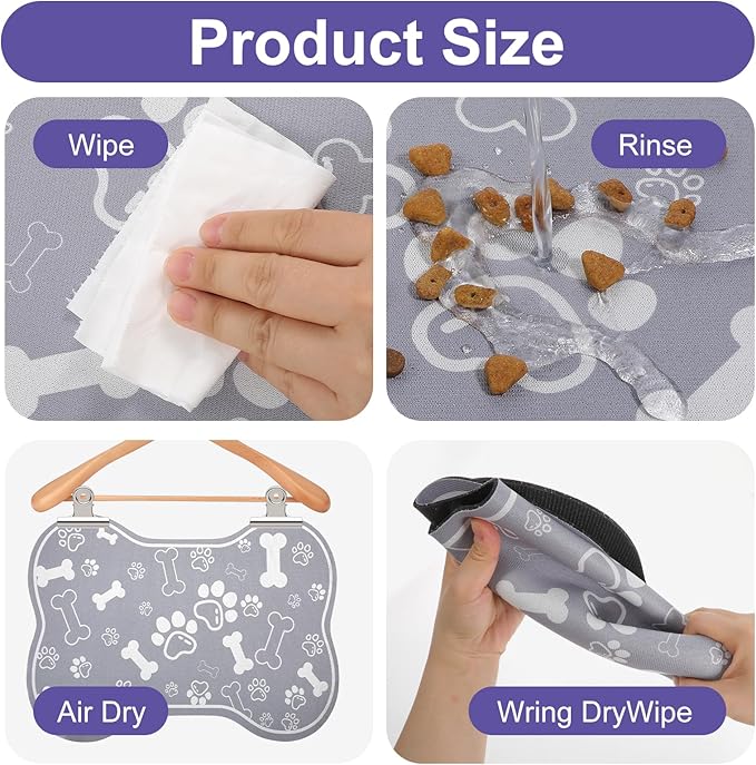 Dog Cat Food Mat Rapid Absorbent Dog Bone Shaped Placemat Water Bowl Mat No Stains Quick Dry Water Dispenser Mats Pet Accessories Supplies (15.7 × 11.8 inches/40 × 30 cm)
