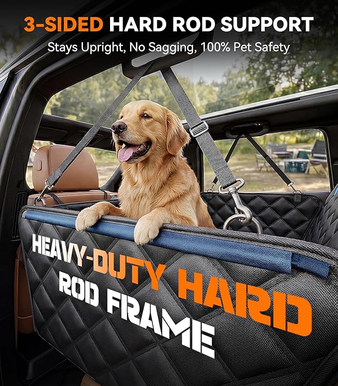 Rorhxia Dog Seat Cover for Backseat, [Ultimate Safe, Comfortable and Large Space] Waterproof 600D Heavy Duty Dog Car Hammock, Release Passenger Seats, Fits Sedan/SUV/Truck, Large Dog Friendly, L