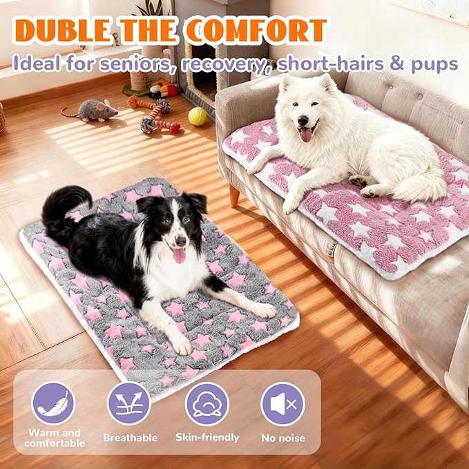 2 Pcs Self Warming Cat Bed, Self Heating Pet Mat for Cats & Dogs Soft Calming Cat Bed Mat Reflects Body Heat Warm Washable Pet Pad for Crates, Floors, Indoor, Outdoor (31×23.6 Inch)