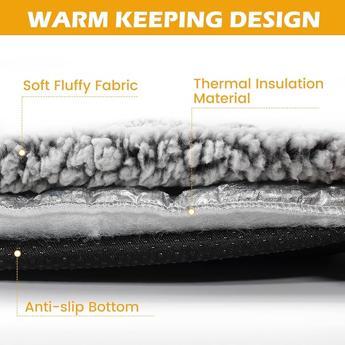 Buvlnee Self Warming Cat Bed Mat, Self Heating Mat for Dog, Extra Warm Thermal Pet Pad with Non-Slip Bottom, Removable Washable Cover for Indoor Outdoor Non Electric (Black, 20x30in)