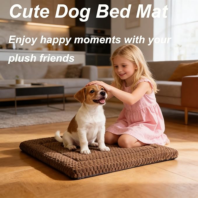Dog Bed Mat - Durable & Cute Crate Dog Beds for Small Dogs & Cats, Comfortable Kennel Pad for Home, Crate & Travel