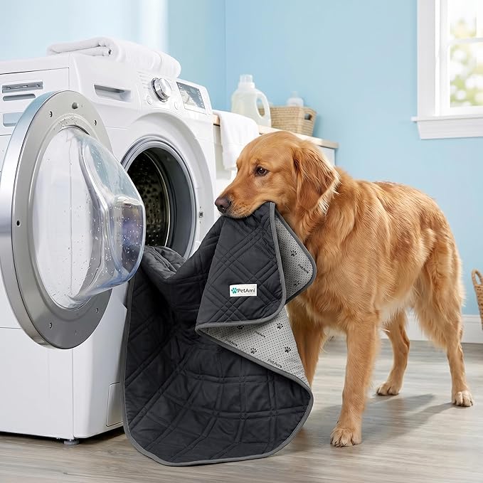 PetAmi Dog Cooling Mat, Waterproof Self Cooling Dog Pad with Non-Slip Backing, Q-Max >4.0 Pet Cooling Mat for Crate, Couch, Kennel & Car, Indoor Outdoor Summer Use, Grey, 40x60