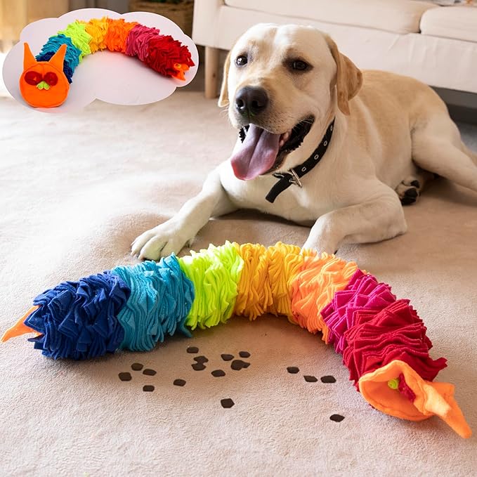 Ablechien Snuffle Ball and Rainbow Interactive Dog Snuffle Snake Puzzle Toy, Interactive Dogs Toys to Keep Them Busy, Puppy Dog Puzzle Toy with Storage Bag Machine Washable