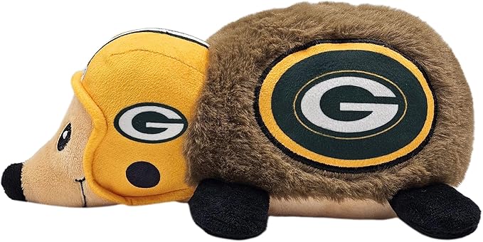 NFL Green Bay Packers Plush Hedgehog Toy for Dogs & Cats, Cool Soft Pet Toy for Fun and Interactive Play, Dog Chew Toy with Squeaker, Licensed Hot Pet Toy
