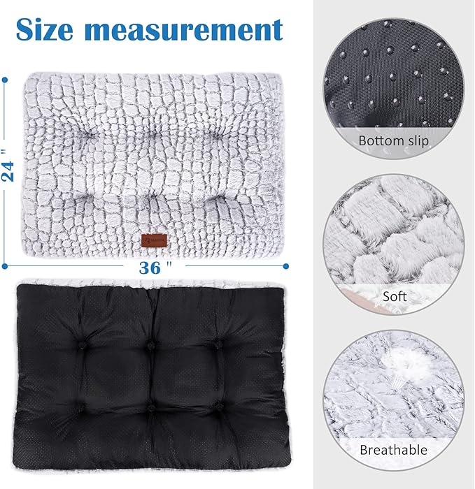 Dog Bed Crate Mat Plush Kennel Pad for Small to Large Dogs - Soft, Anti-Slip, Comfy