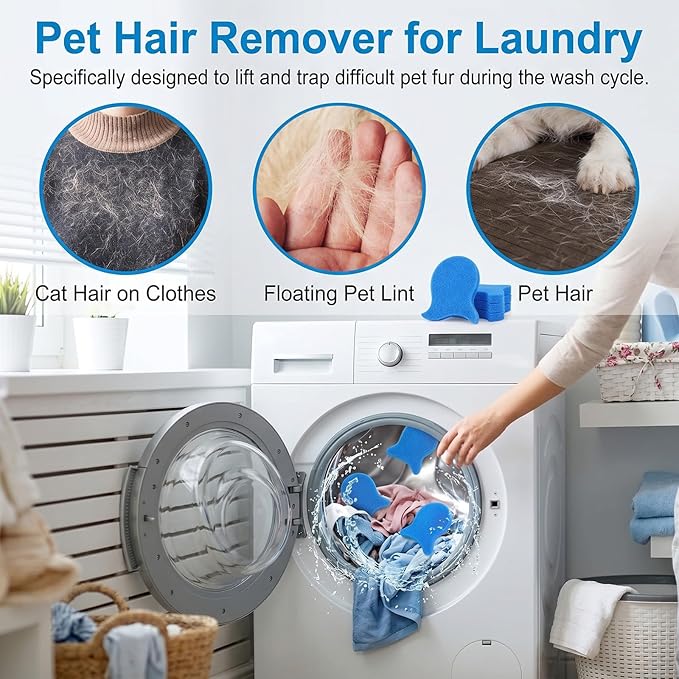 10PCS Pet Hair Remover for Laundry, Reusable Dog & Cat Laundry Hair Catcher, Effectively Removes Pet Hair, Lint and Dander from Clothes & Bedding, Suitable for Washing Machines, Dryers