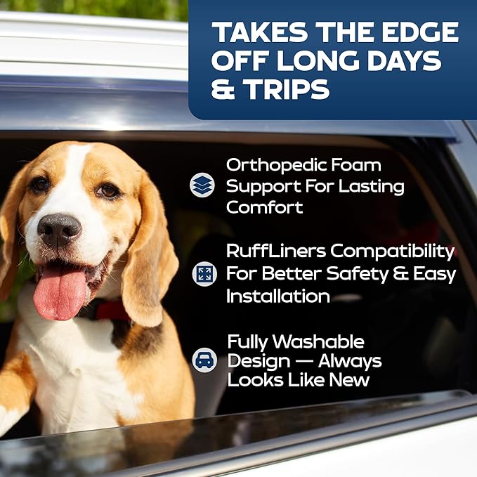 Ruff Liners XL Back Seat Dog Bed Cushion, Gray – As Seen on Shark Tank – for XL Seat Extenders/Floor Covers – Waterproof, Machine-Washable – Backseat Dog Bed with Rebound Foam