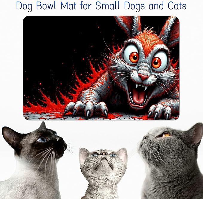 Dog Food Mat, 19.6" x 23.6" Absorbent Pet Feeding Mat for Food and Water, Waterproof Diatom Mud Pet Placemat with Non-Slip Rubber Backing, Easy Clean Cat Bowl Mat for Floors - Rat Flame