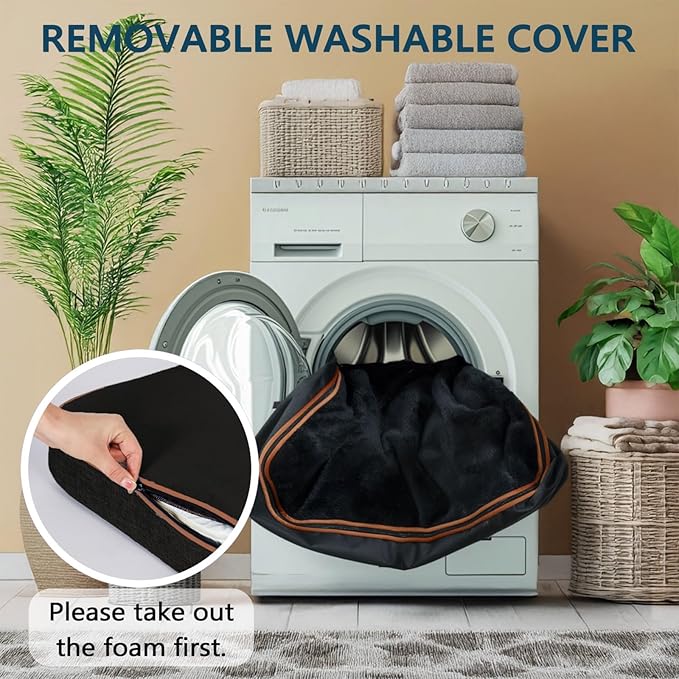 LIROCE Washable Dog Bed Cover Replacement, XL Wrap-Around Zipper Cover for Orthopedic Memory Faom Dog Bed (41x27x4 inches), Black