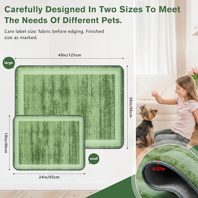 Washable Pee Pads for Dogs and Cats, 2 Pack Absorbent Thick Reusable Training Dog Pet Puppy Pads, Waterproof & Non-Slip Whelping Pads for Potty Training, Whelping, Playpen, Crate, Prevents Leakage