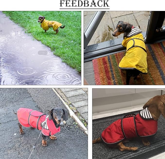 Dachshund Raincoat Corgi Raincoat Dogs Waterproof fit for Dachshunds Weiner Long Back Breeds with Reflective Stripe Great Coverage in Autumn Winter - Pink - L