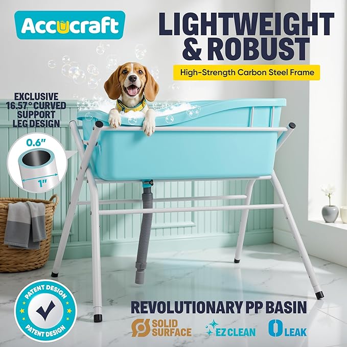 Dog Bath Tub, Portable Dog Washing Bathing Station, 3 Levels Elevated Foldable Dog Bath for Shower and Grooming, Collapsible Shower Bathtub Pet Tub for Small and Medium Size Dogs (Max. 36 in.)