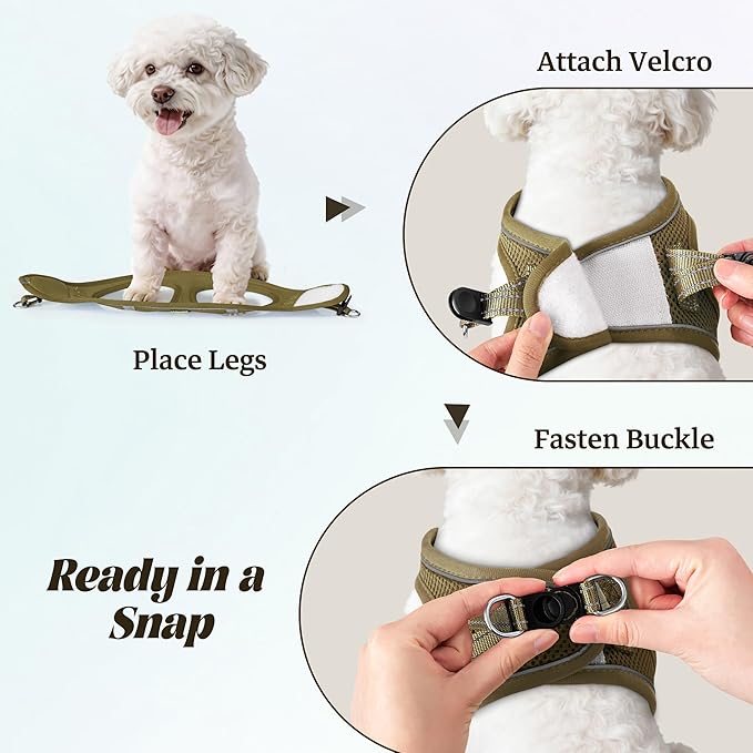 YIMEIS Dog Harness and Leash Set, No Pull Soft Mesh Pet Harness, Reflective Adjustable Puppy Vest for Small Medium Large Dogs, Cats (Army Green, X-Small (Pack of 1)