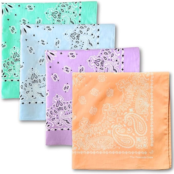 The Peacock Crew Premium Soft Cotton Bandanas Pack for Men and Women Paisley 22 x 22 inches