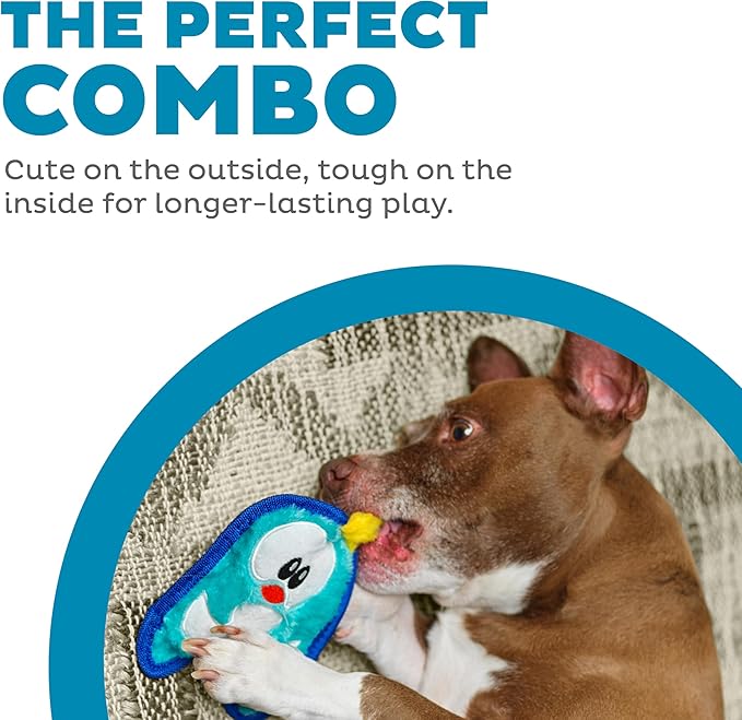 Outward Hound Durablez Minis – Squeaky Plush Dog Toy, No Stuffing for Less Mess, Interactive & Tough, Jumbo Squeaker, Puppies & Small Dogs, Penguin, 6.3" (Pack of 2)