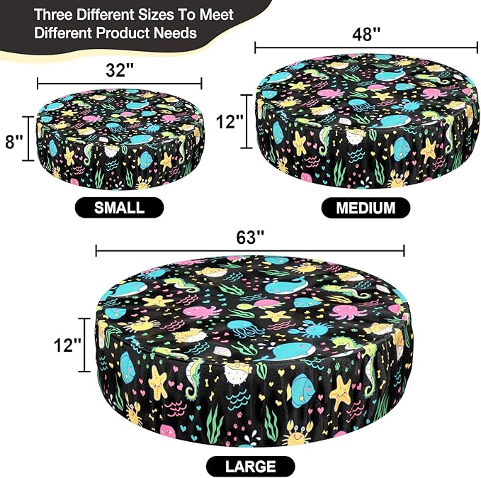Foldable Round Dog Swimming Pool Cover, for 32 "/63“/48” Collapsible Outdoor Tub, PVC Coating Waterproof and UV Protection, Leakproof Washable Kiddie Pet Small Paddling Bath Accessories