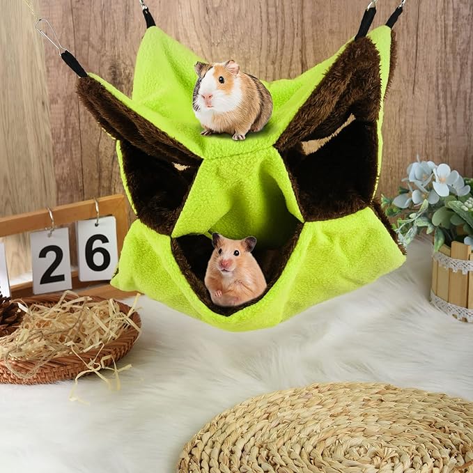 3 Tier Ferret Rat Hammock,Guinea Pig Cage Accessories,11.8x11.8 Inches,Pet Cage Hanging Bunkbed Hammock for Small Animals,Guinea Pig,Ferret,Kitten,Squirrel,Chinchilla,Rat,Parrot