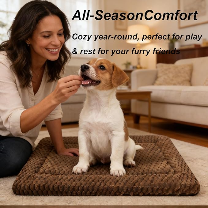 Dog Bed Mat - Durable & Cute Crate Dog Beds for Small Dogs & Cats, Comfortable Kennel Pad for Home, Crate & Travel