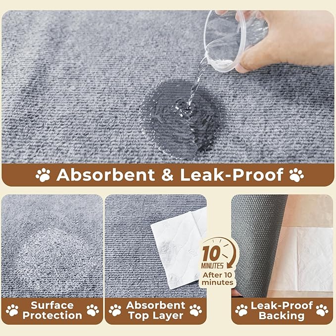 Dog Crate Mat, 29 in x 50 in Dog Playpen Mat Kennel Mat Extra Large Liner for Under Dog Crate cages, Absorbent Urine, Puppy Pee Pad Reusable Washable Floor Protector Waterproof Non-Slip Light Grey