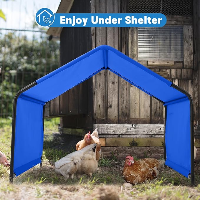 Dog Shade Shelter Outside 4'x4'x3' Tent for Large Medium Dogs, Outdoor Sun Rain Canopy Pet House for Livestock Pigs Cats with Waterproof Roof Ground Nails,Deep Blue