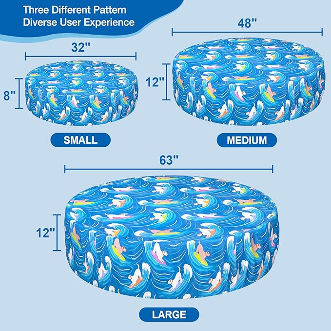 Foldable Round Dog Swimming Pool Cover, for 32 "/63“/48” Collapsible Outdoor Tub, PVC Coating Waterproof and UV Protection, Leakproof Washable Kiddie Pet Small Paddling Bath Accessories