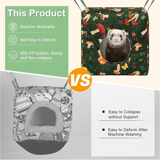 Glittme Ferret Hammock 4 Pack Ferret Cage Accessories Washable Rat Hammock Soft Guinea Pig Hammock for Ferrets, Rat, Sugar Glider, Squirrel