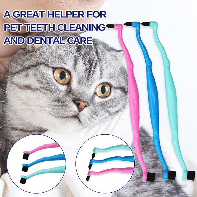 Dual Sided Cat Toothbrush Dog Toothbrush Finger Brush Micro Head to fit into Small to Large Dogs & Cats (Black, Small)