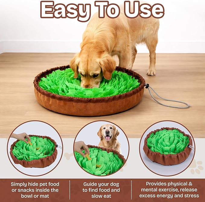 Snuffle Mat for Dogs | Travel-Friendly & Durable Dog Sniff Mat | Encourages Foraging, Mental Stimulation, Slow Eating | Interactive Dog Activity Mat for Puppies & Adult Dogs (Green)