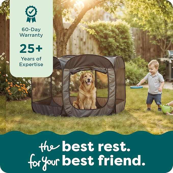 FurHaven Soft-Sided Dog & Cat Playpen, Portable Foldable Indoor & Outdoor Pet Playpen with Mesh Windows & Zippered Door, Green & Pink, Large