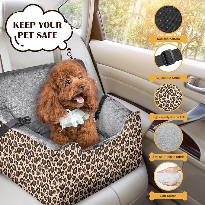 Dog Car Seats for Small Medium Sized Dogs Carseat for Car Funny Fuzzy Pet Dog Booster Car Seat Puppy Under 31 Lbs with Soft Plush Cushion&Washable Removable Cover