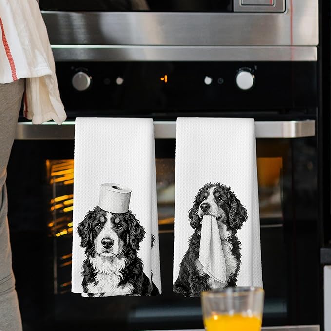 Funny Bernese Mountain Dog Hand Towels, Bernese Mountain Dog Gifts for Women Hand Towel for Bathroom Decor, Gifts for Dogs Pet Lovers Decorative Towel 16x24 Inch Set of 2