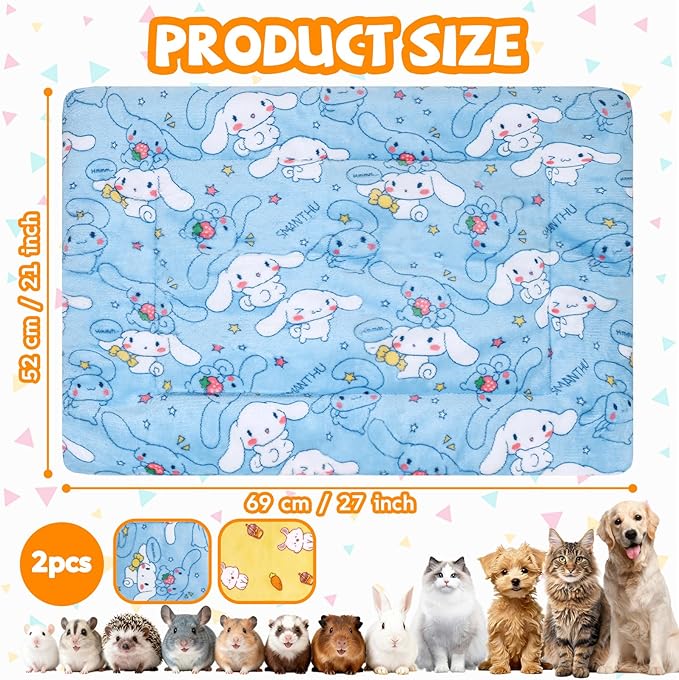 2 Pcs Self Warming Cat Bed, Washable Self Heating Pet Mat Soft Small Animal Winter Bed Pads Sleeping Pads for Rat Chinchilla Hedgehog Hamster Squirrel Ferret Cat Dog (27×21 Inch)