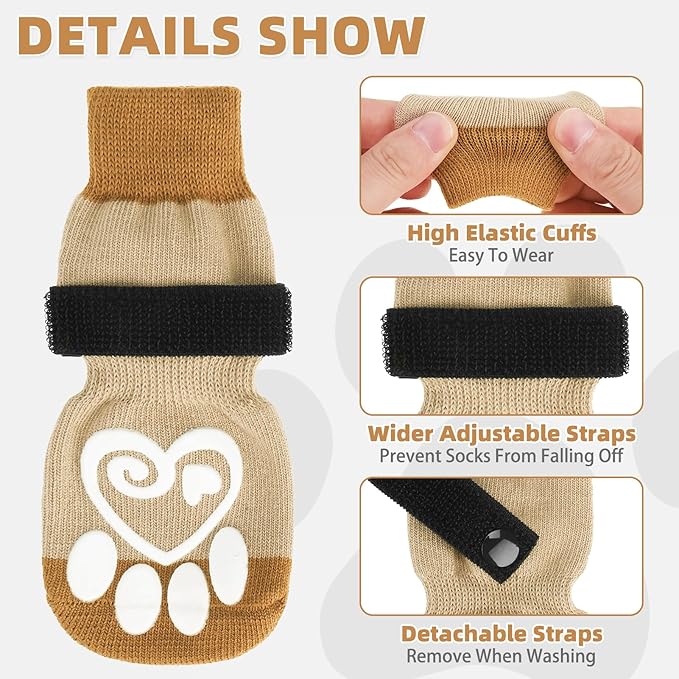 KOOLTAIL Dog Socks for Hot/Cold Pavement to Prevent Licking Paws,Dog Boots&Paw Protector for Hardwood Floors Anti Slip,Traction Control Booties for Small Medium Large Senior Dogs