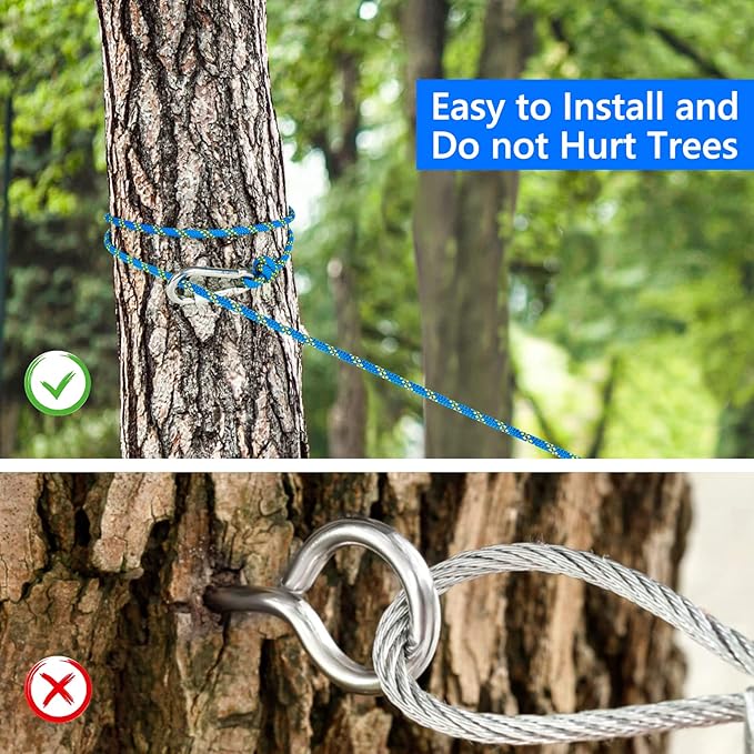 XiaZ Dog Tie Out Cable for Camping, 50ft Portable Overhead Trolley System for Dogs up to 200lbs，Dog Lead for Yard, Camping, Parks, Outdoor Events,5 min Set-up, Blue