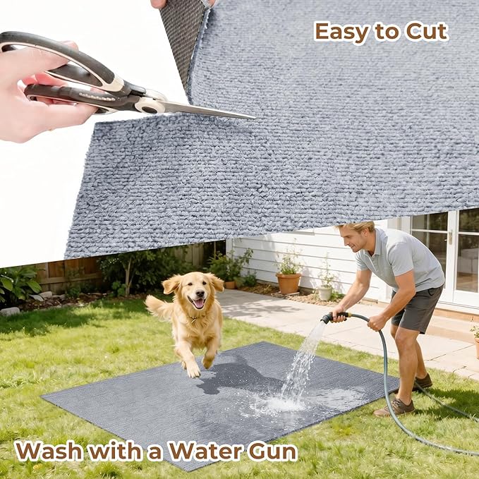 Dog Crate Mat, 29 in x 50 in Dog Playpen Mat Kennel Mat Extra Large Liner for Under Dog Crate cages, Absorbent Urine, Puppy Pee Pad Reusable Washable Floor Protector Waterproof Non-Slip Light Grey