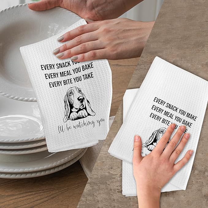 Basset Hound Gifts Dog Kitchen Towels, Basset Hound Gifts for Women Men Owners, Funny Dogs Every Snack You Make Hand Towels, Dog Themed Hand Dish Tea Towel for Kitchen Decor, 16x24 Inch