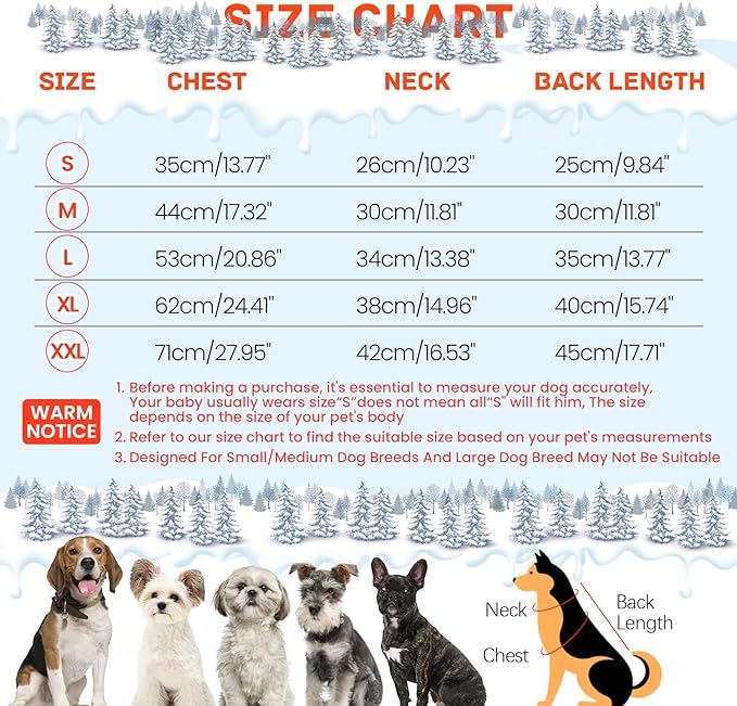 BRKURLEG Small Dog Winter Coat with Harness Built in, Orange Winter Dogs Jackets, Fullbody Dog Coat, Dogs Snowsuits Reflective Windproof Cold Weather Coats, Pet Warm Fleece Coats, XXL