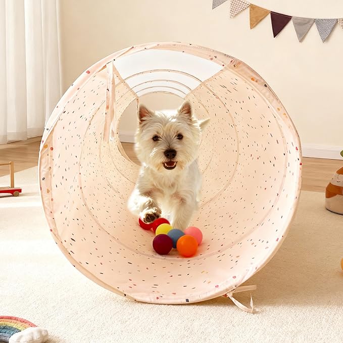 Crawling Kids Play Tunnel [ Pop Up Collapsible Mesh Tunnel ] for Children, Baby, Toddlers, Boys & Girls, Mobility Indoor Toys