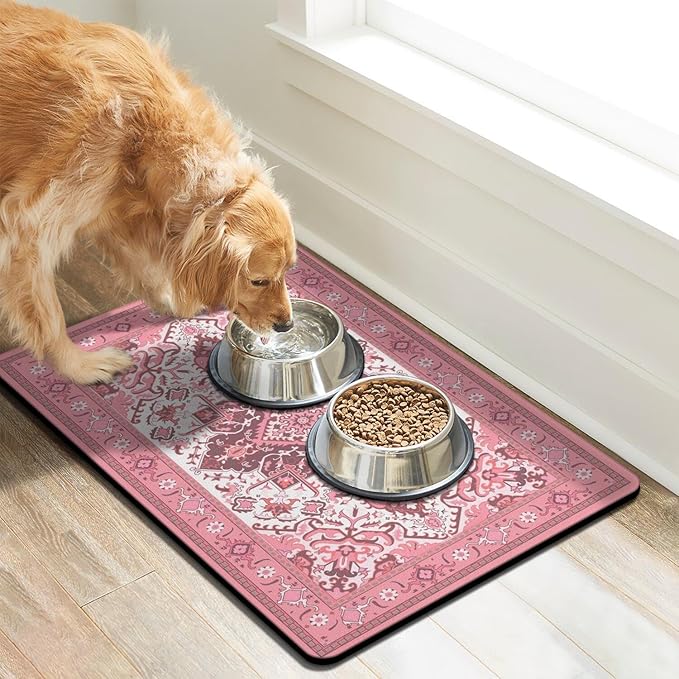 Pet Feeding Mat for Floors Waterproof Dog Mat for Food and Water Absorbent Quick Dry Non Slip mat for Cat Bowls